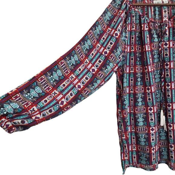 CHICOS Boho Aztec Print with Tassels Size Large - Picture 4 of 7